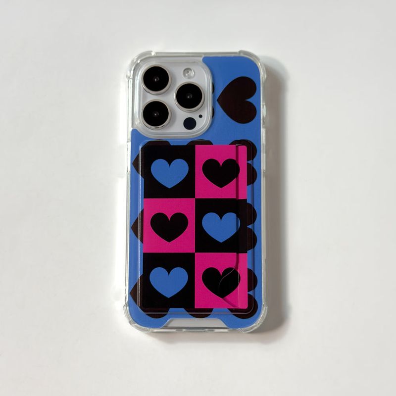a3b3（エースリービースリー）の「ハートパターンブルー（カードポケットケース）（スマホグッズ/小物）」