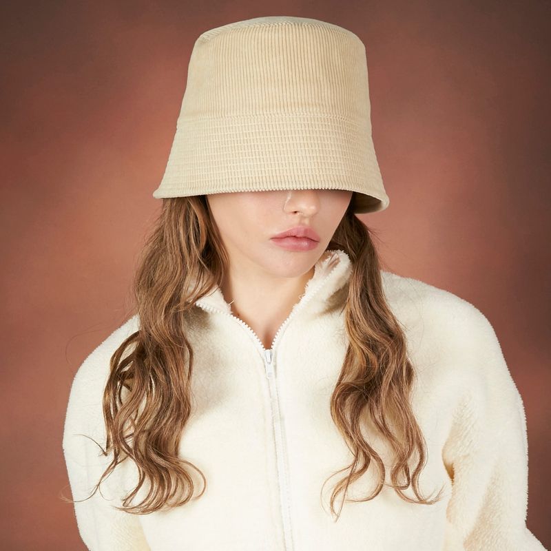 Corduroy stud drop bucket hat