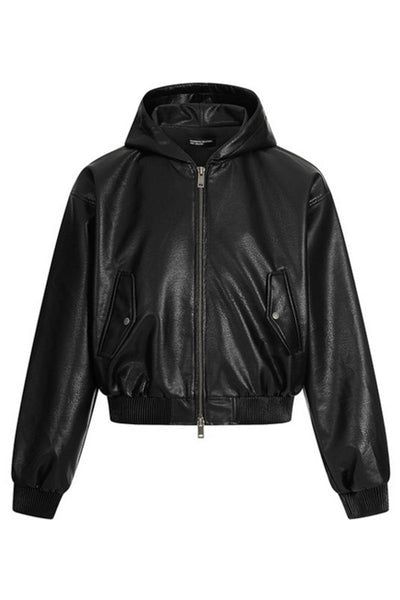 CZ Basicsの「Black PU Hooded Jacket（Jackets/Outerwear）」