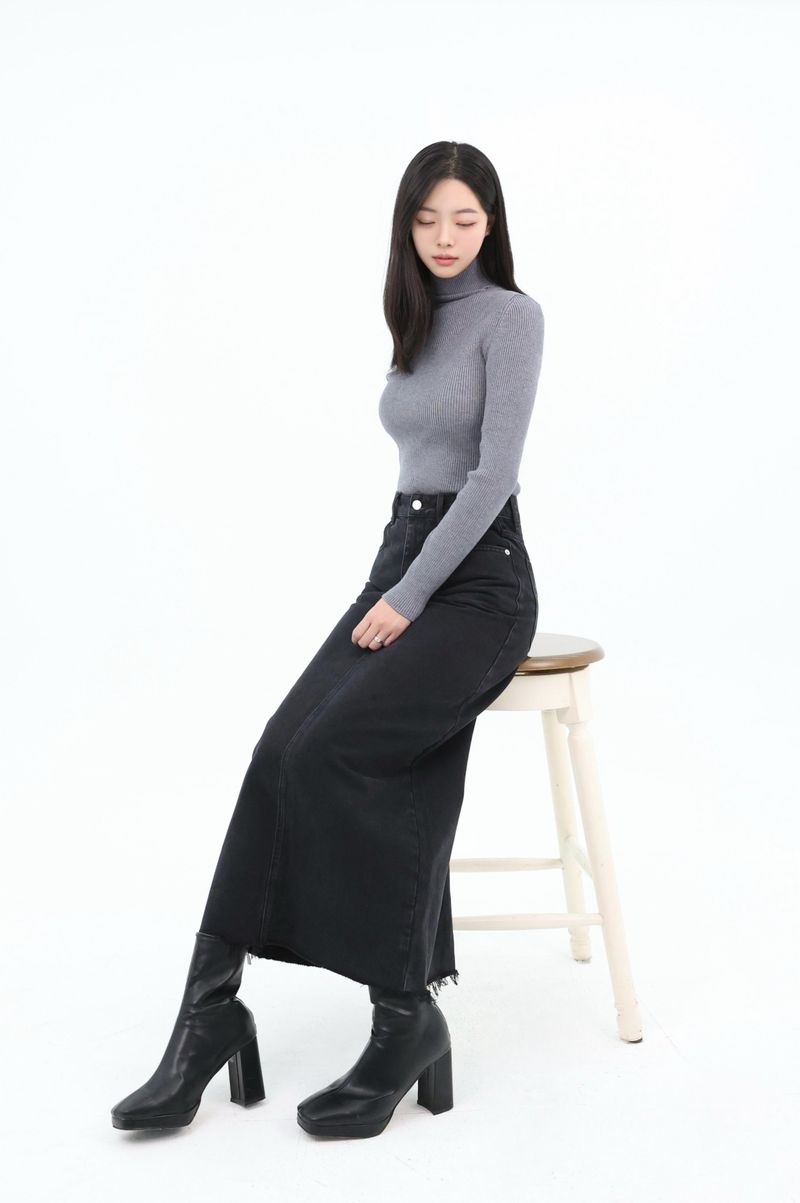 DENIM MAXI SKIRT_BLACK code 26003