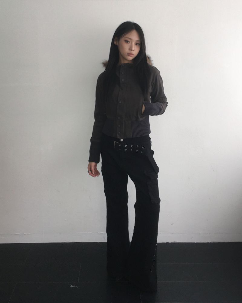 Vintage hood crop jacket