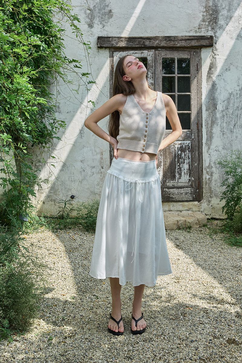Nuts sleeveless knit_beige
