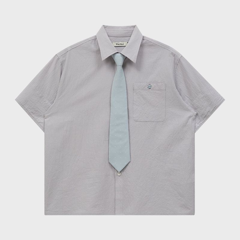 Tie SET Check Half Shirt