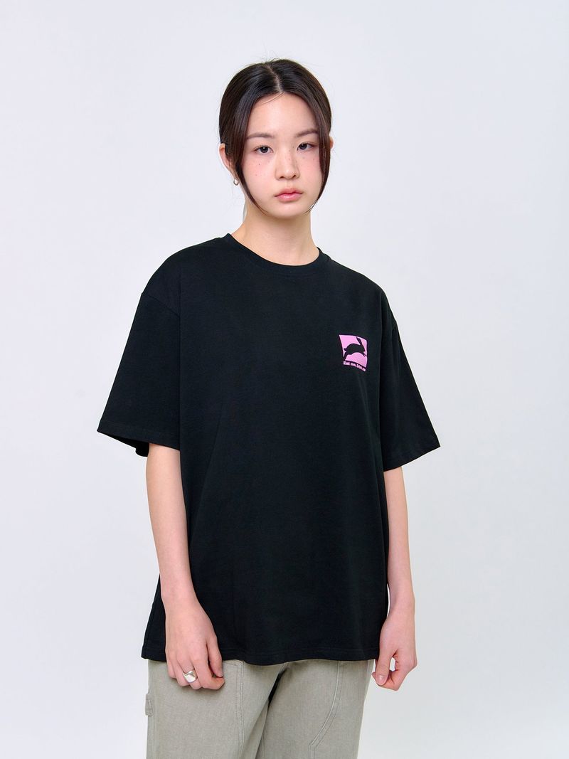 TEMPUSSTUDIO（テンプススタジオ）の「ラビットTシャツ_ブラック/ピンク（トップス）」