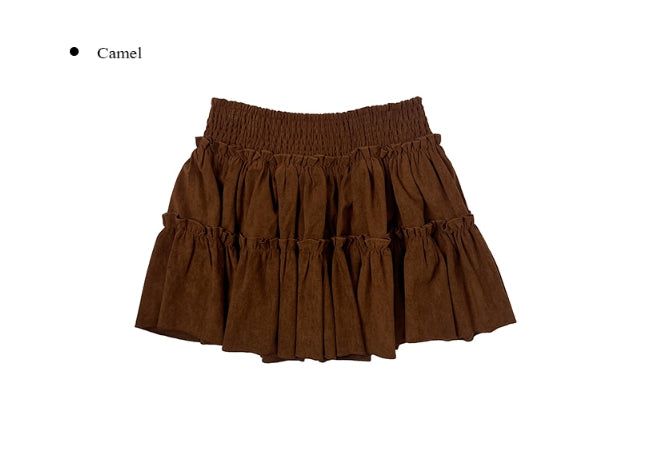 Empty Suede Frill Banding Mini Skirt