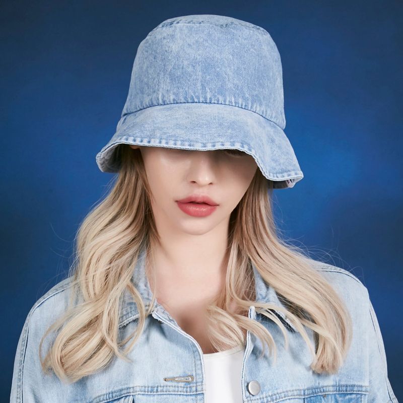 Stone wash denim bucket hat Light indigo