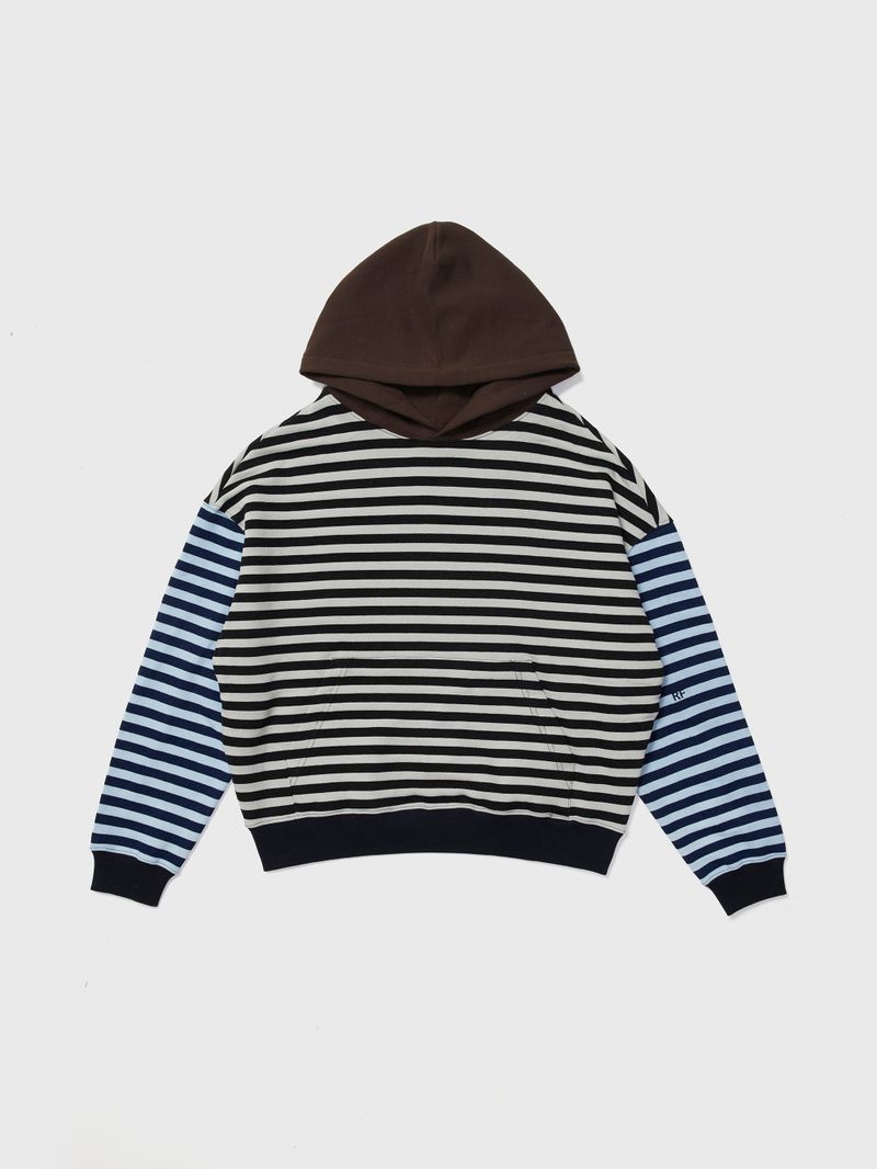 Colorblock Hoodie Indigo Stripe