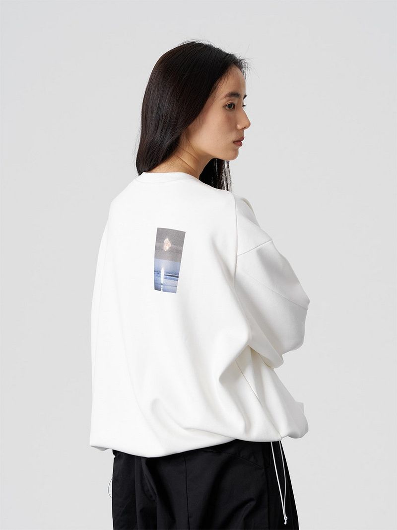 FMACM Twisted Sleeve Drawstring Crew Neck Sweatshirt