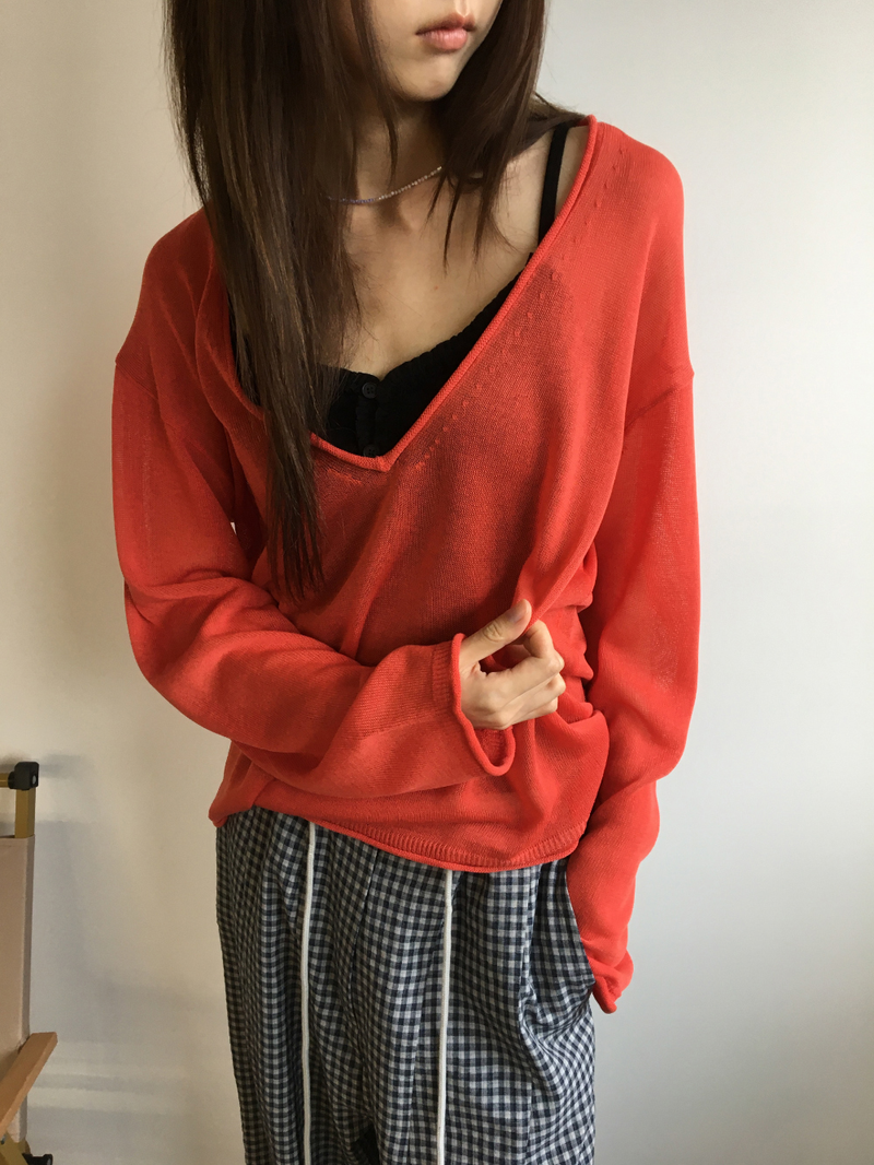 Veiled Summer V-neck Knit (5color)