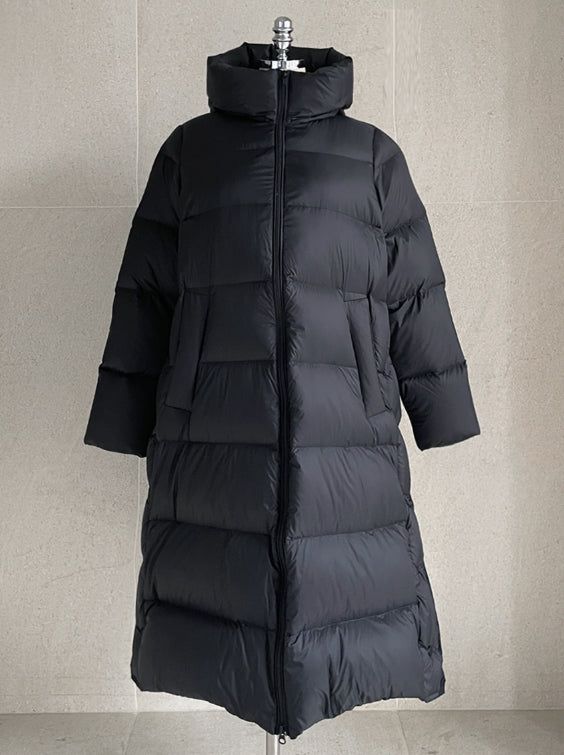 [Duck Down100%] Meju Side Button Hood Long Padding (Belt Set)