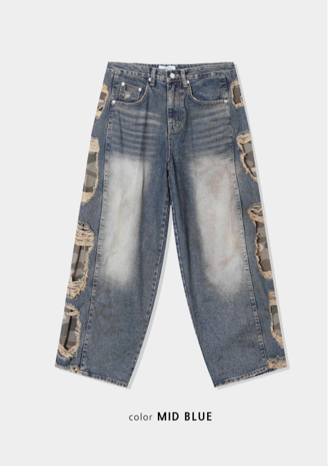 Military Camo Wide Denim