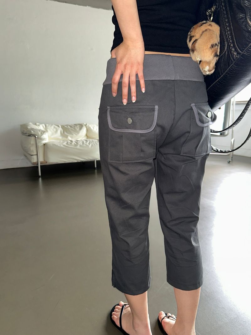 クライム スリーク ヒップ ボタン カプリ パンツ 3カラー