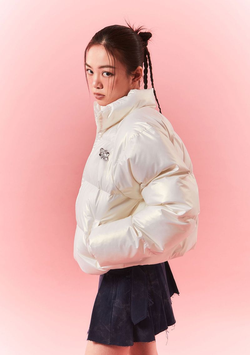 high beam puffer jk - pearl white