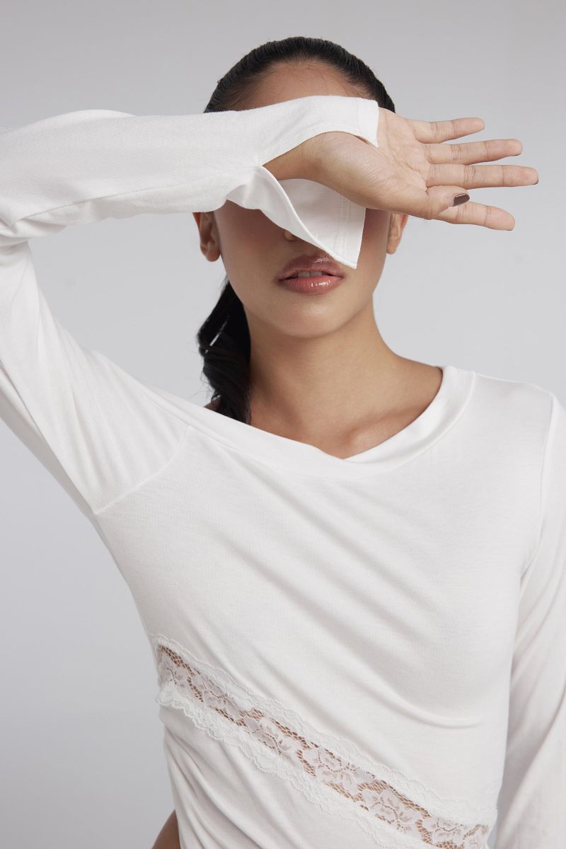 Romance begins Lace Top, White
