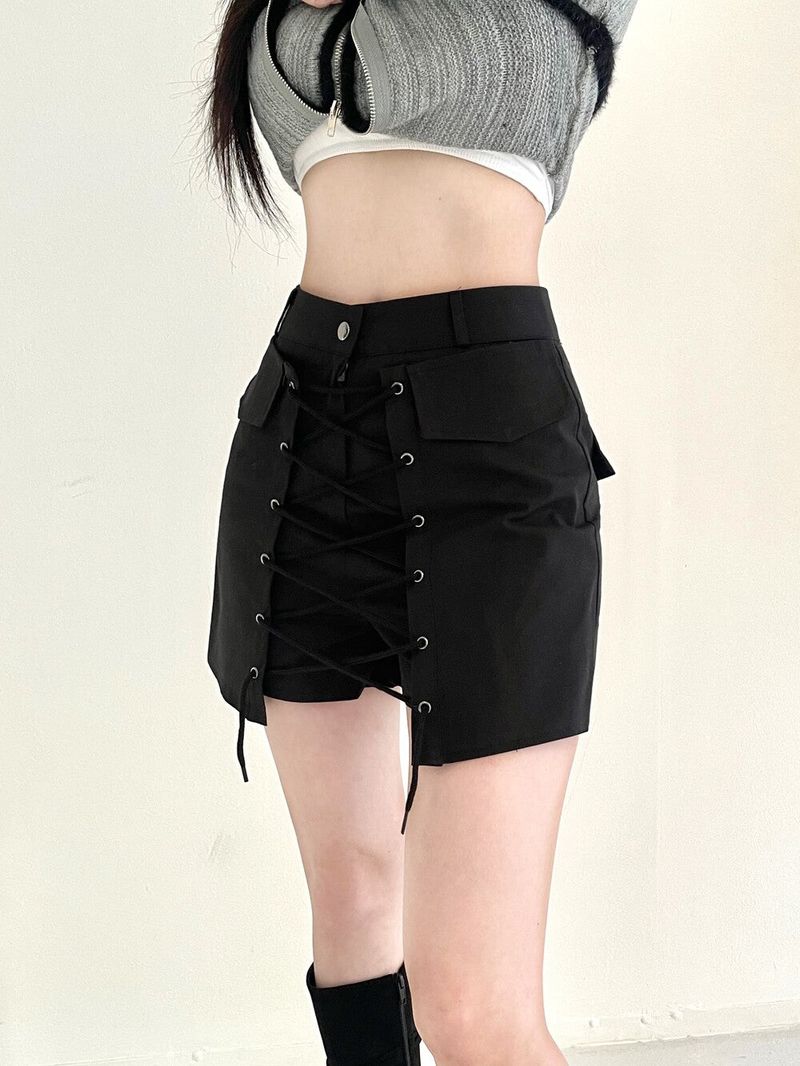 1062. Eyelet wrap pocket sk-pt (3color)