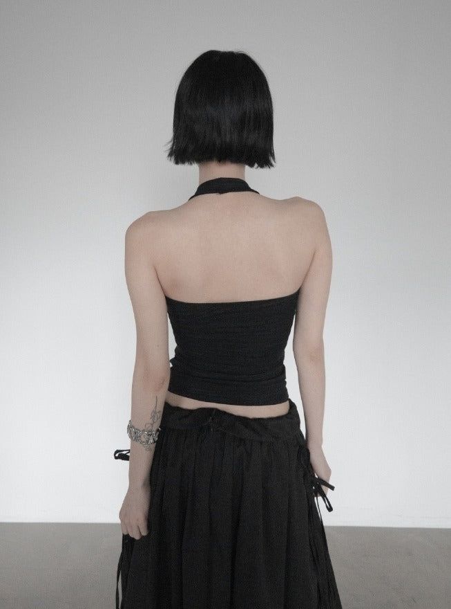 Ar Cowl Neck Halter Tube Top