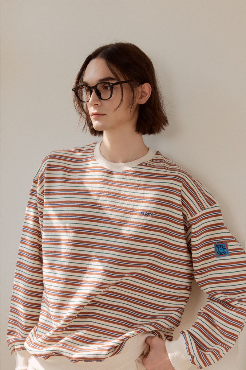 Alarm Multi Stripe Sweatshirt - Brown