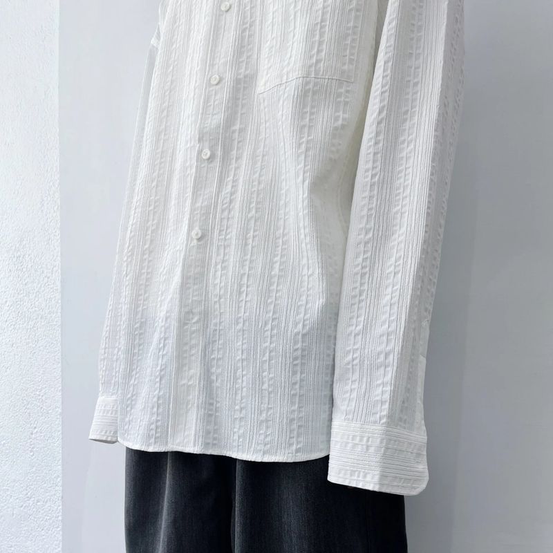 Textured Stripe Drop-Shoulder Shirt