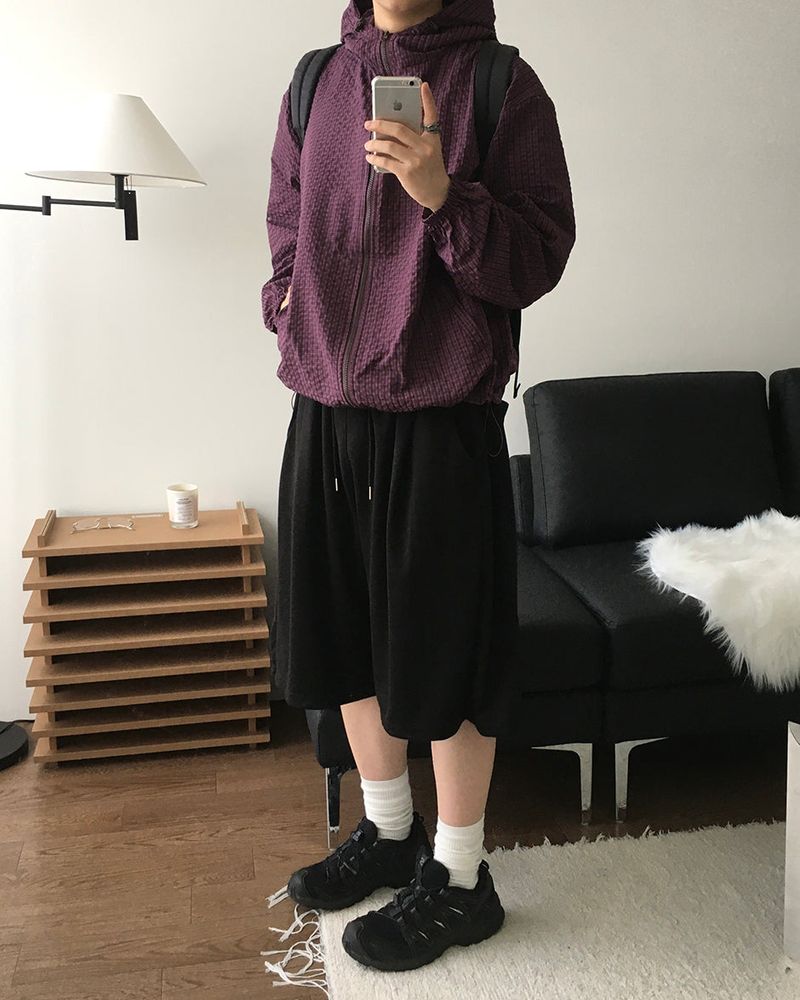 Burnt Check Hood Windbreaker