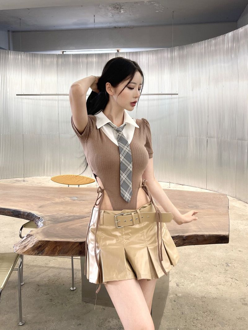 939. Coating mini pleats skirt (2color)