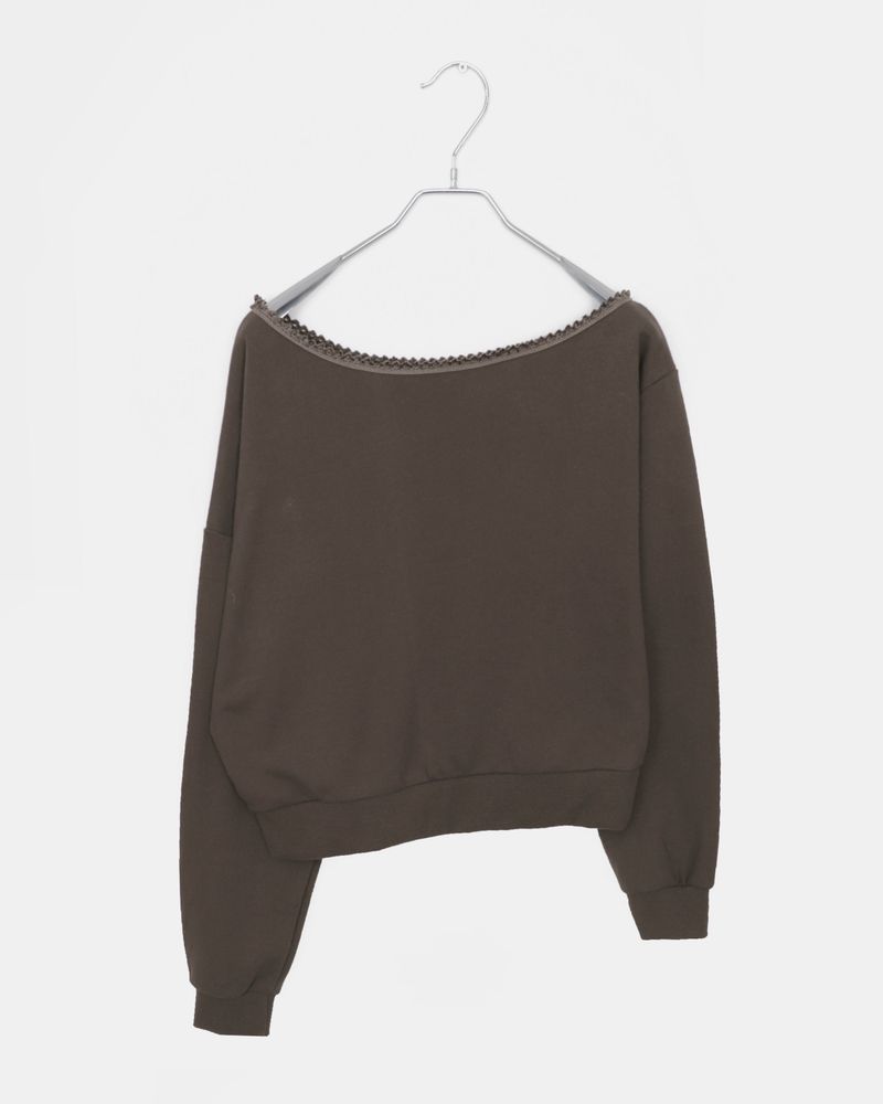 Dosi Lace One Off-Shoulder Long Sleeve Sweatshirt