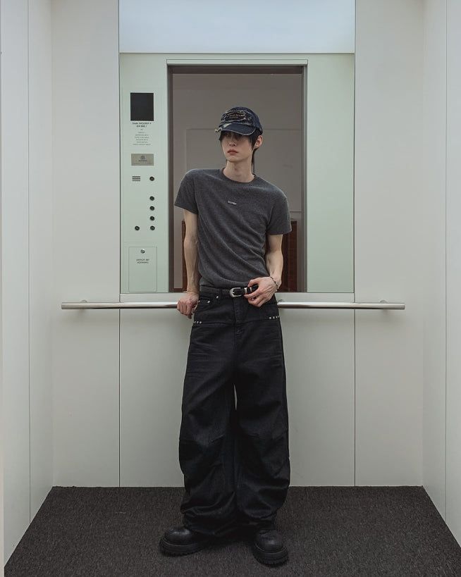 Cozy Stud Coating Wide Pants