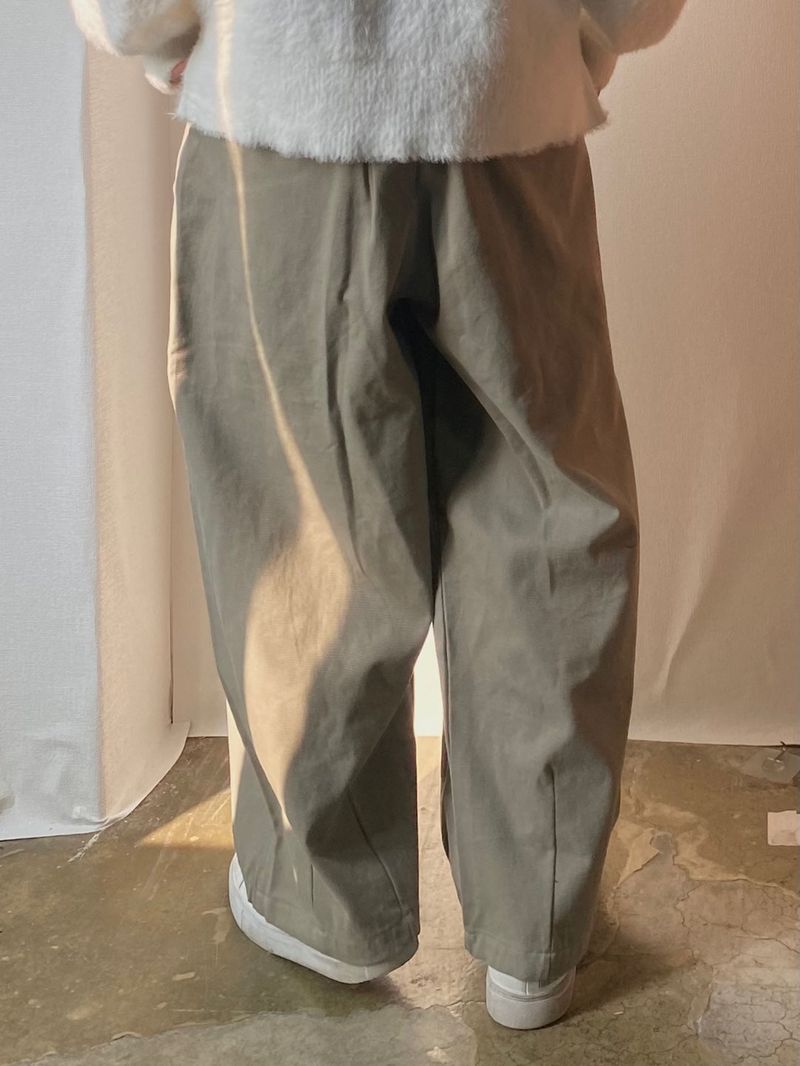 Cotton wide banding balloon pants 3C