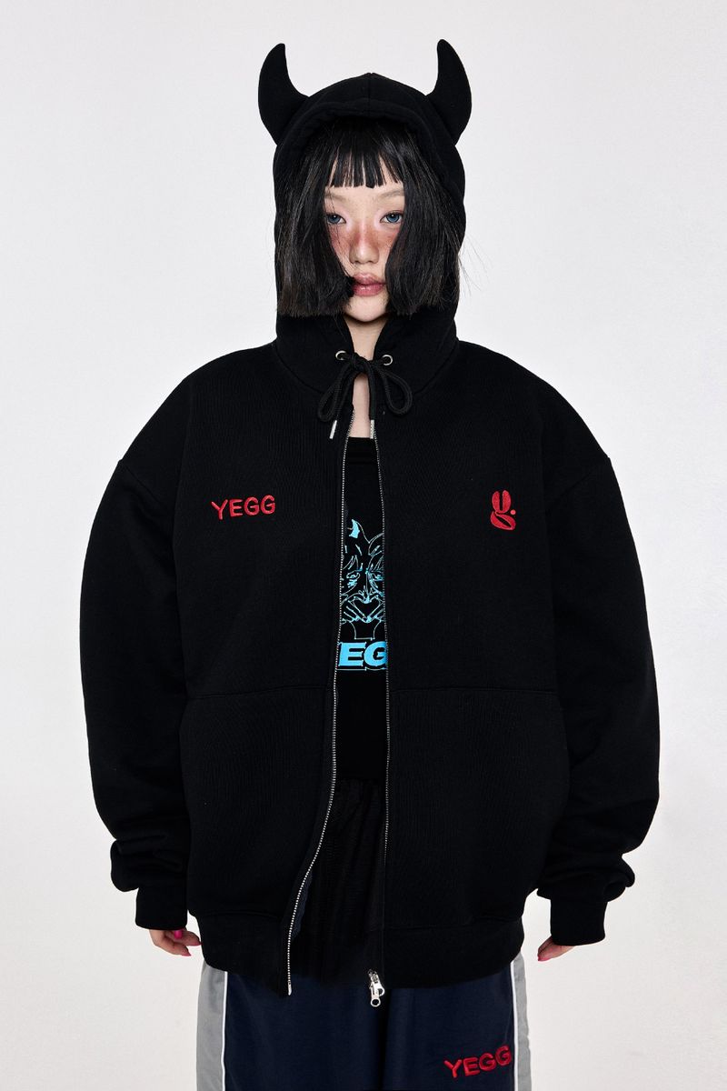 [BASIC] Devil Hoodie Black