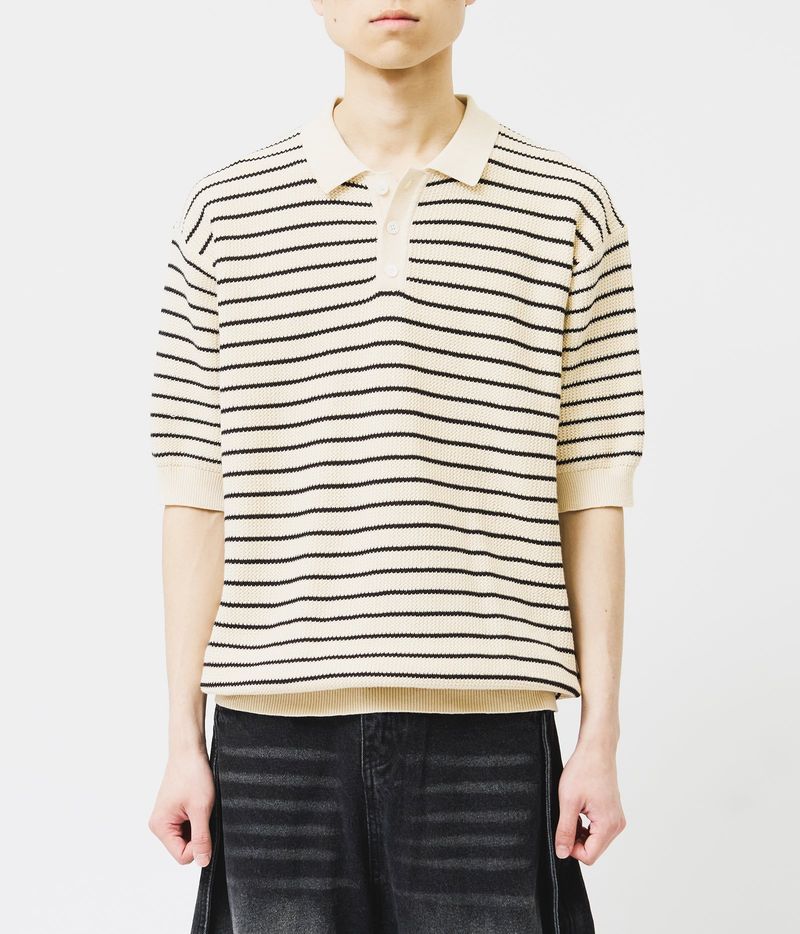 HIFIFNK(ハイファイファンク)の「Seli Striped Collar Knit (3color)(Tops)」