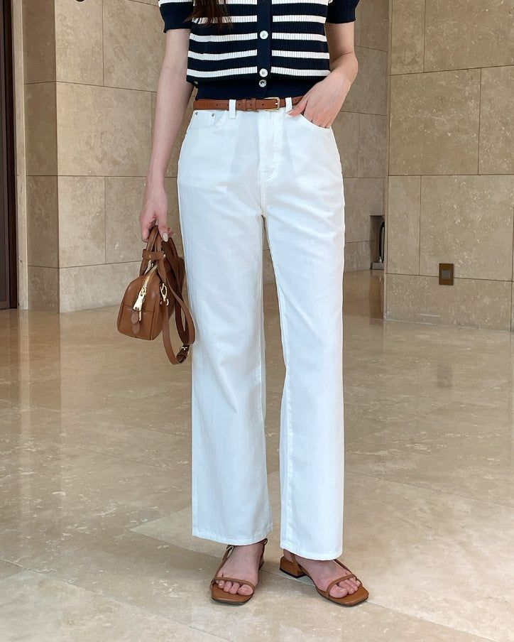 Bully Herringbone Cotton Banding Wide Pants