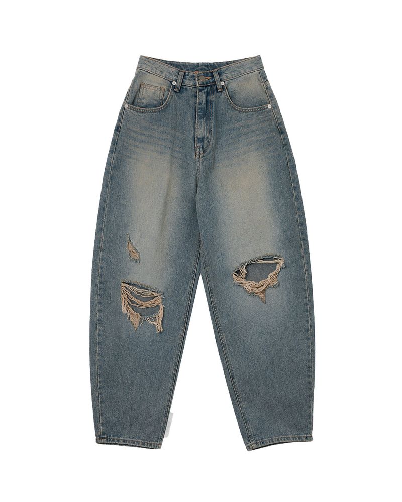 Roy Distressed Wide Denim Pants