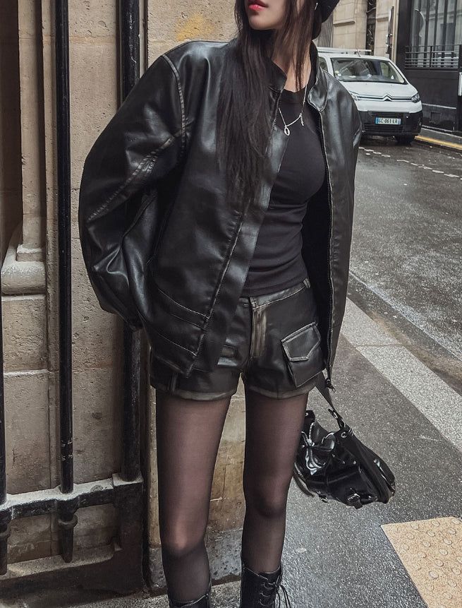 Villa Hand Washing Leather Biker Jacket