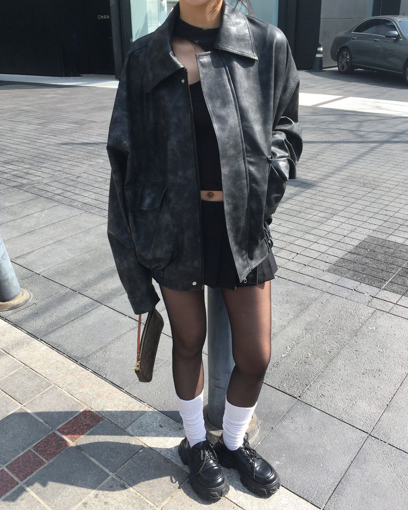 [Made] Rene leather jacket -black