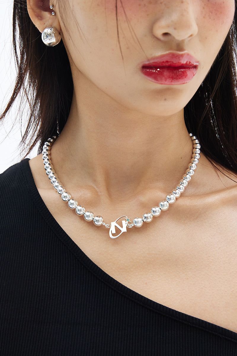 N LOGO BALL NECKLACE
