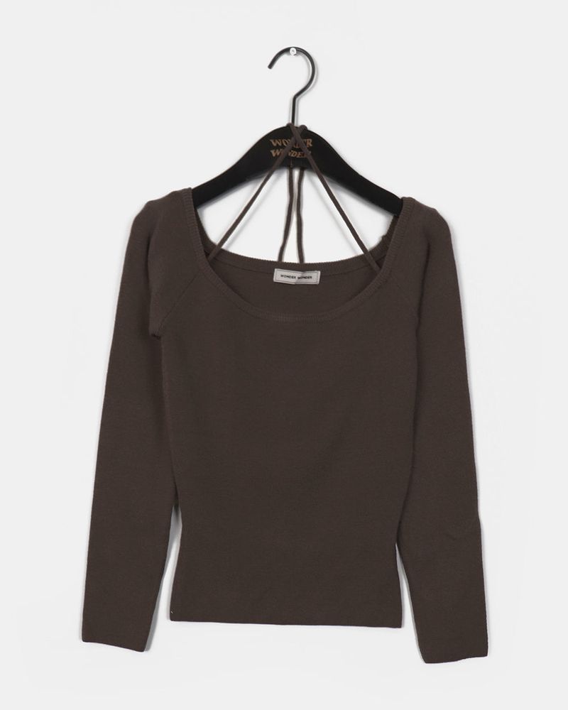 [MADE] Har Halter Strap Off-Shoulder Knitwear