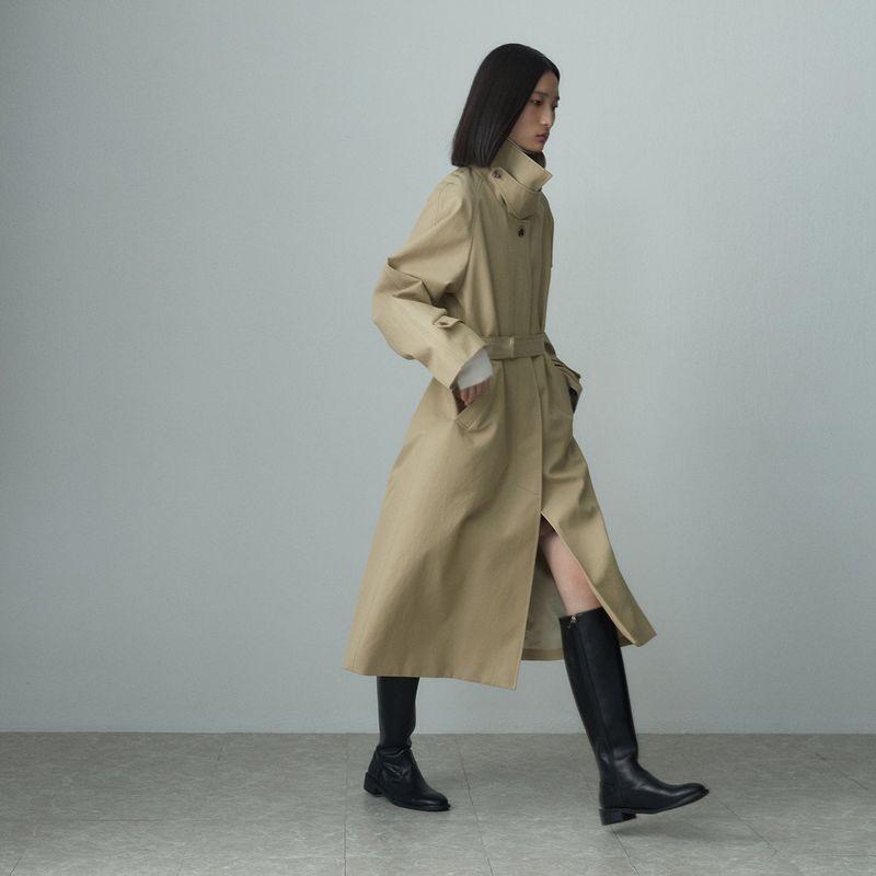 HIDDEN BOTTON BELTED TRENCH COAT