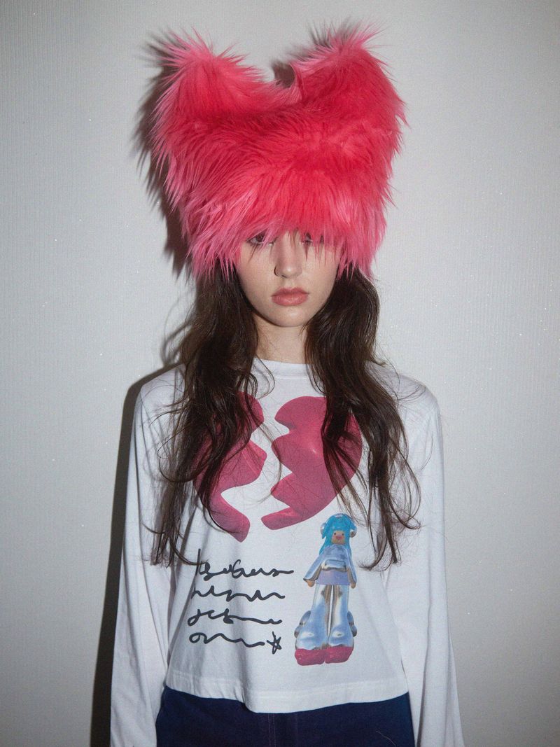 Faux Fur Ear Beanie PINK