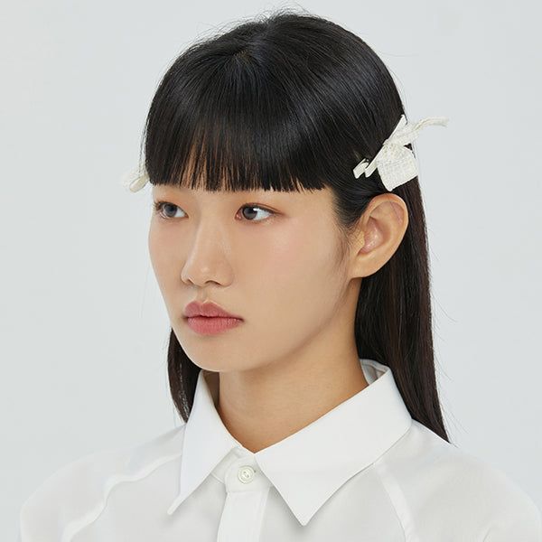 ROMANTIC CROWN（ロマンティッククラウン）の「ツイードリボンヘアピン (1ea)（ヘアアクセサリー）」