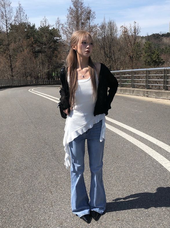 Myou V-neck See-through Button Cardigan