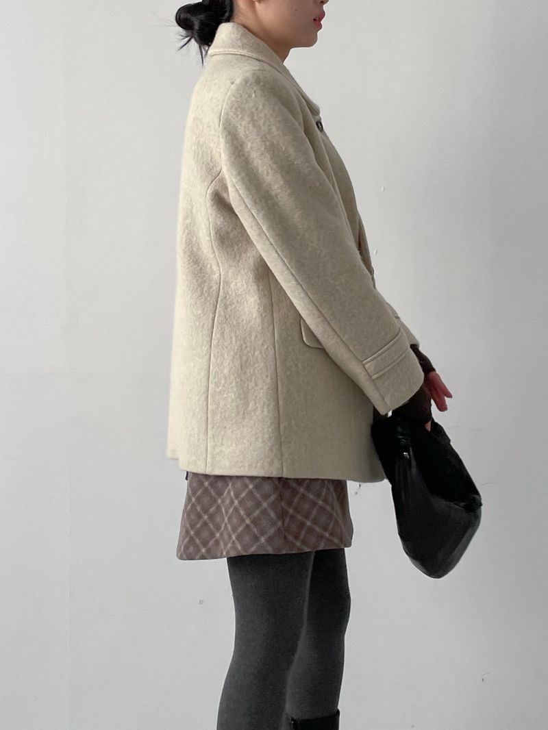 [wool95%] Sander Collar Wool Half Coat