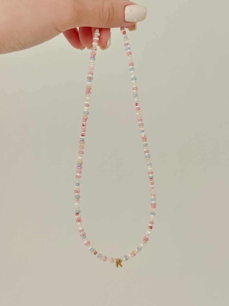 Baby Cloud Beads Initials Necklace