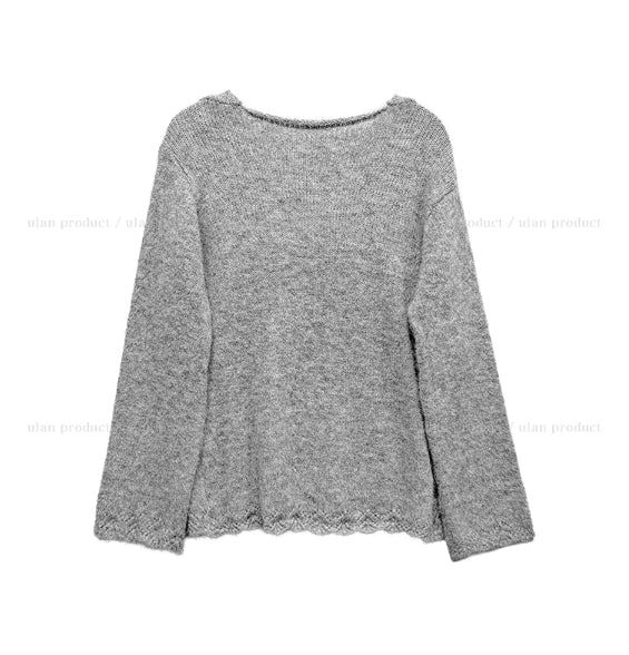 Rosy Flower Hairy V-neck Knit