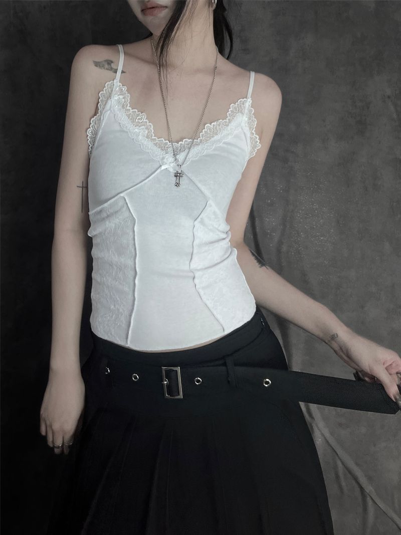 spring lace ribbon sleeveless (2color)