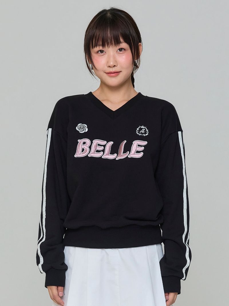 ADORE BELLE(アドールベル)の「BELLE EMBROIDERED V-NECK SWEATSHIRT - BALCK(Tops)」