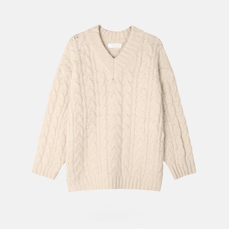 ASCLO Wool Craft Twist V Neck Knit (3color)