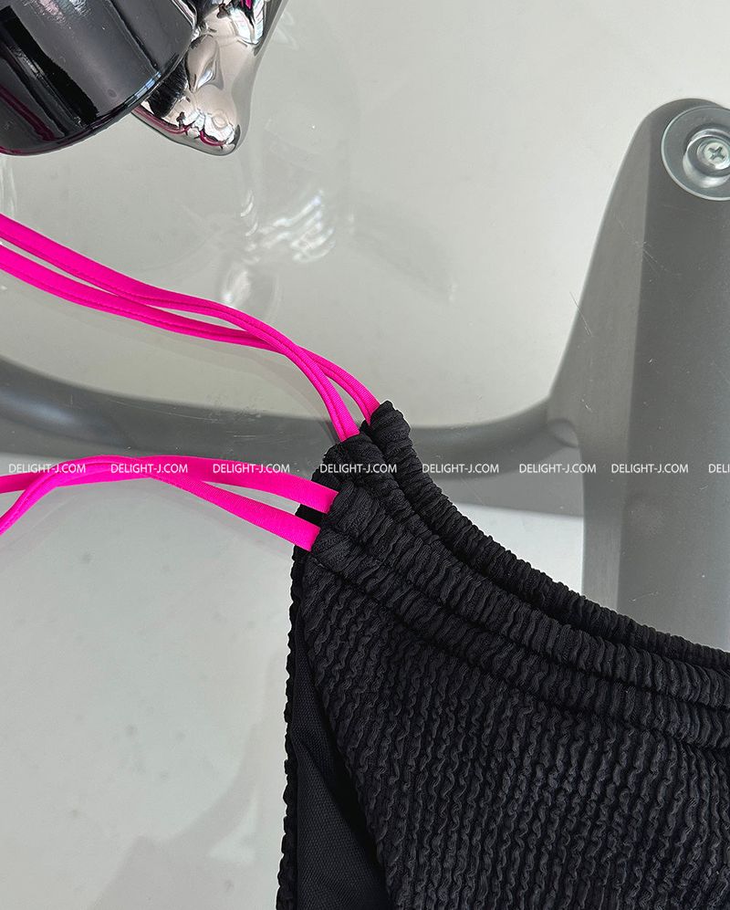 Hot pink colored string bikini
