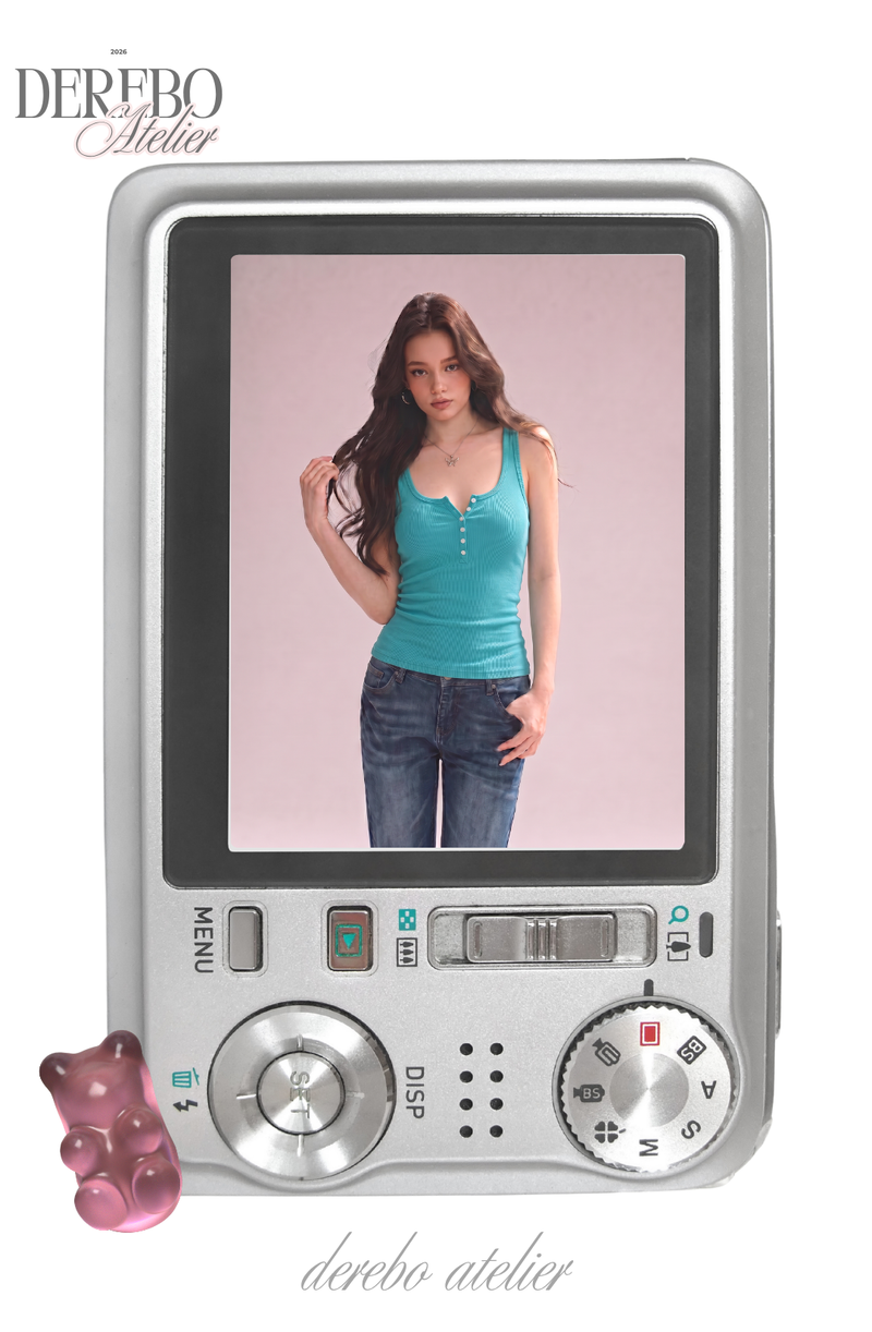 Turkish mint button sleeveless top