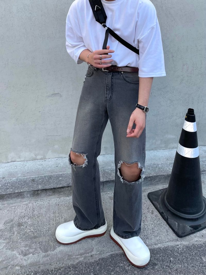 EASY DETROYED DENIM PANTS(2COLOR)