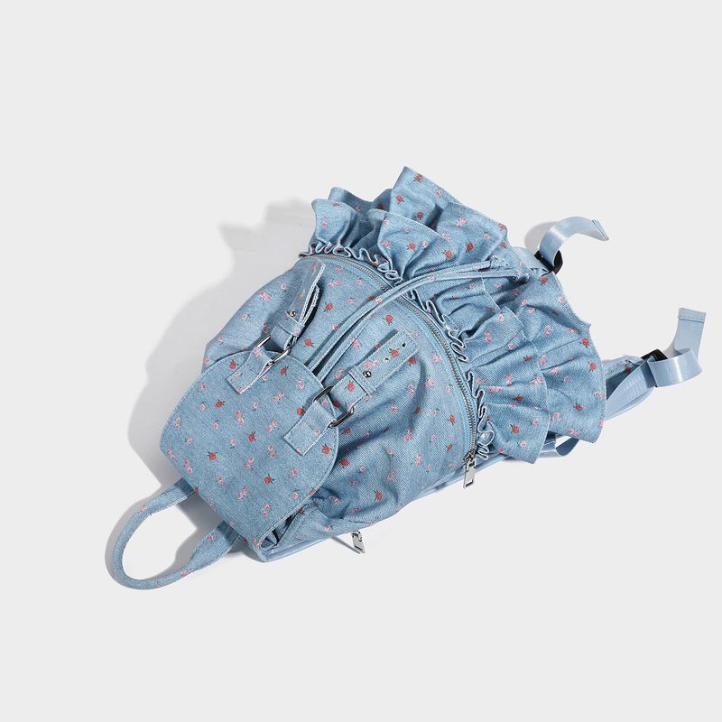 French Dot Lace Backpack - Large Capacity Schoolbag & Picnic Backpack