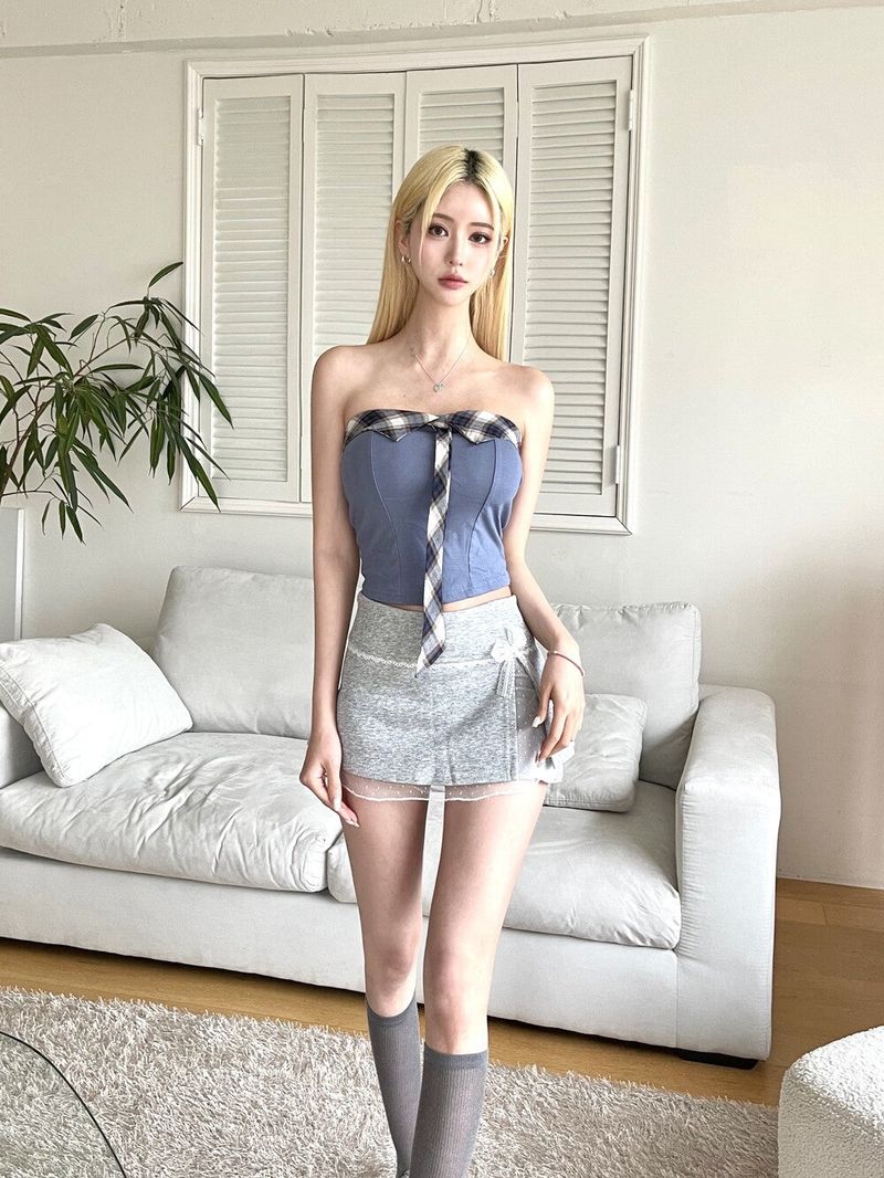 1457. Flap check tie top set (3color)